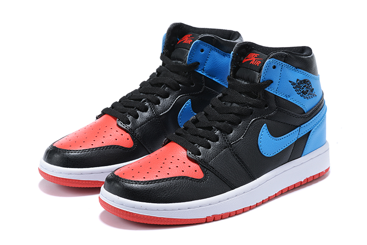 2020 Women Air Jordan 1 Black Red Blue White - Click Image to Close